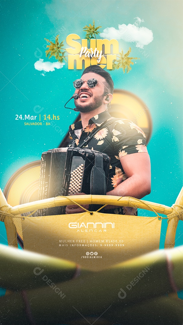 Story Summer Party Giannini Alencar Flyer Social Media PSD Editável