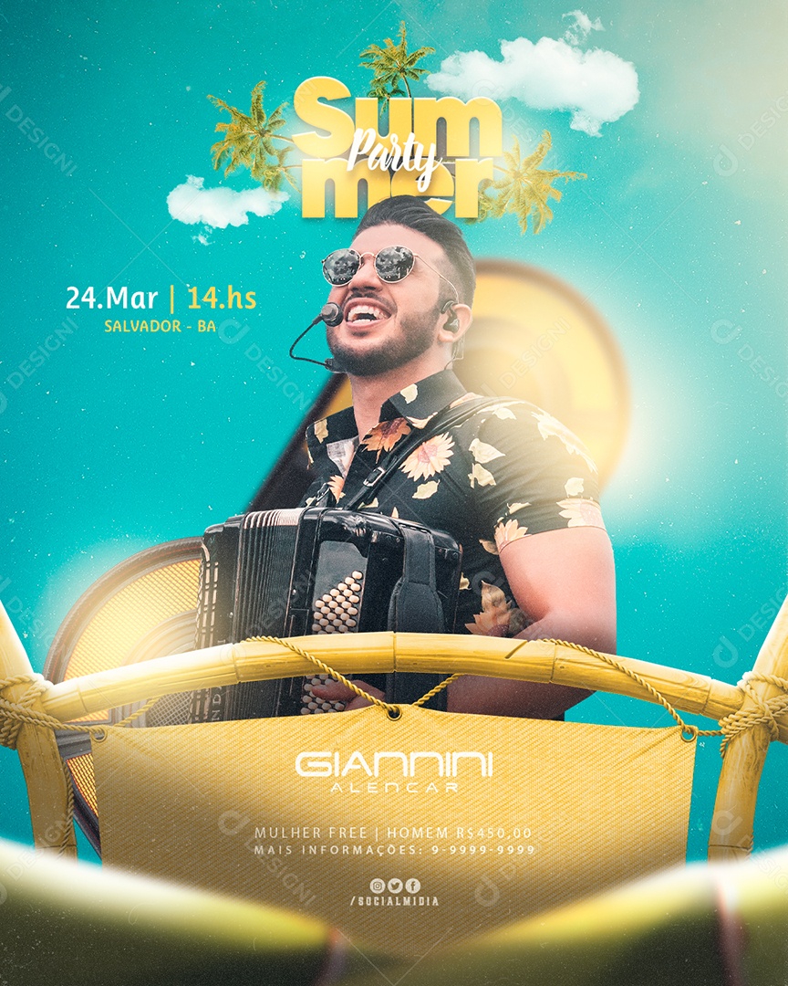 Summer Party Giannini Alencar Flyer Social Media PSD Editável