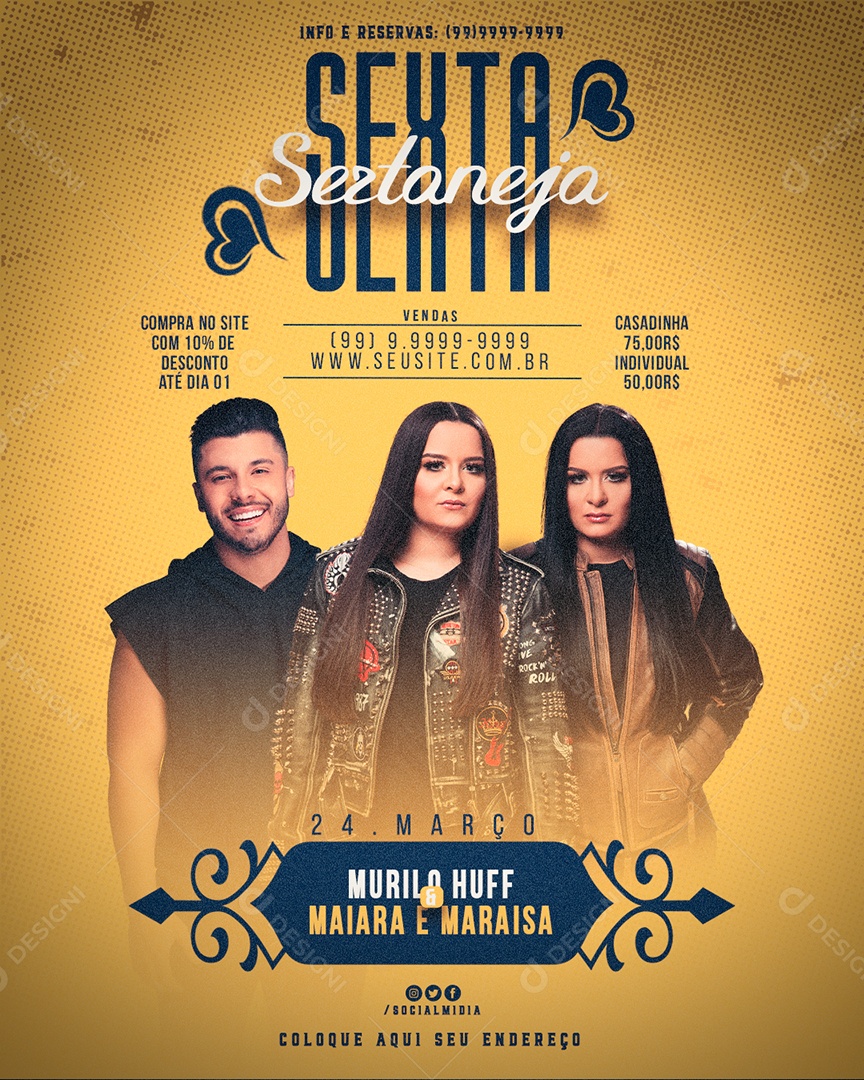 Sexta Sertaneja Murilo Huff Maiara E Maraisa Flyer Social Media PSD Editável