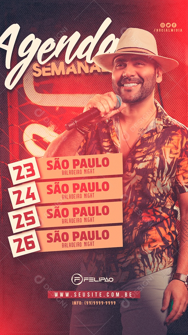Story Agenda Semanal Felipão Flyer Social Media PSD Editável