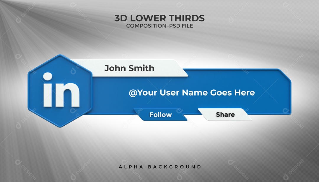 Placa De Perfil Nome Seguir E Compartilhar LinkedIn Elemento 3D PSD