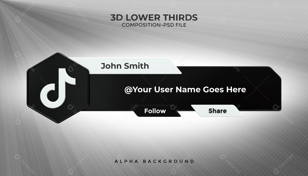 Placa De Perfil Nome Seguir E Compartilhar TikTok Elemento 3D PSD
