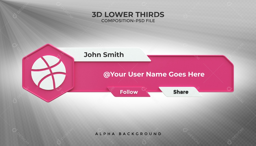 Placa De Perfil Nome Seguir E Compartilhar Dribbble Elemento 3D PSD