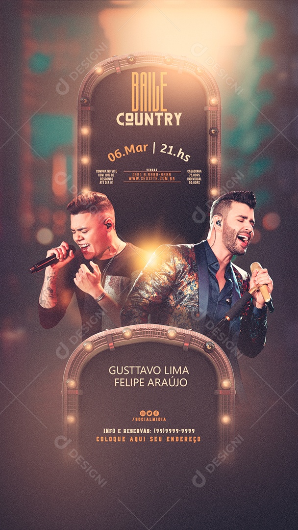 Story Baile Country Gusttavo Lima Felipe Araújo Flyer Social Media PSD Editável