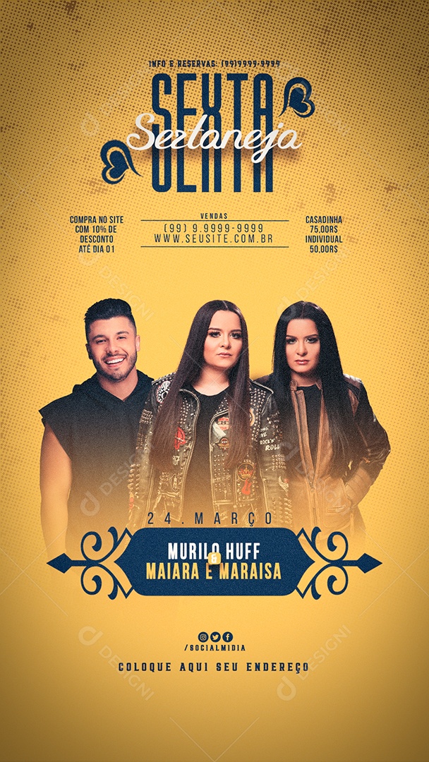 Story Sexta Sertaneja Murilo Huff Maiara E Maraisa Flyer Social Media PSD Editável