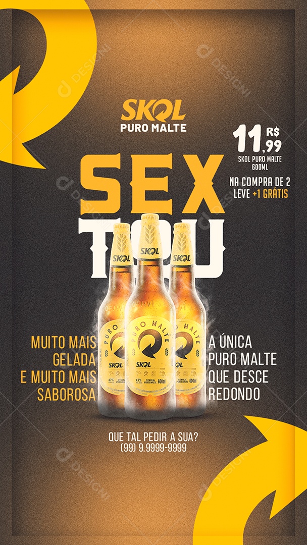 Story Skol Puro Malte Sextou Skol 11,99 Social Media PSD Editável