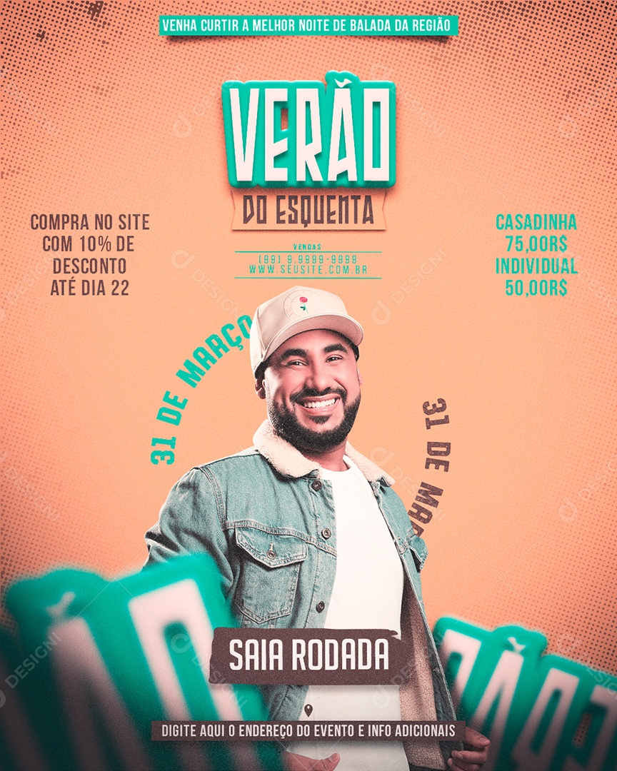 Verão Do Esquenta Raí Saia Rodada Flyer Social Media PSD Editável