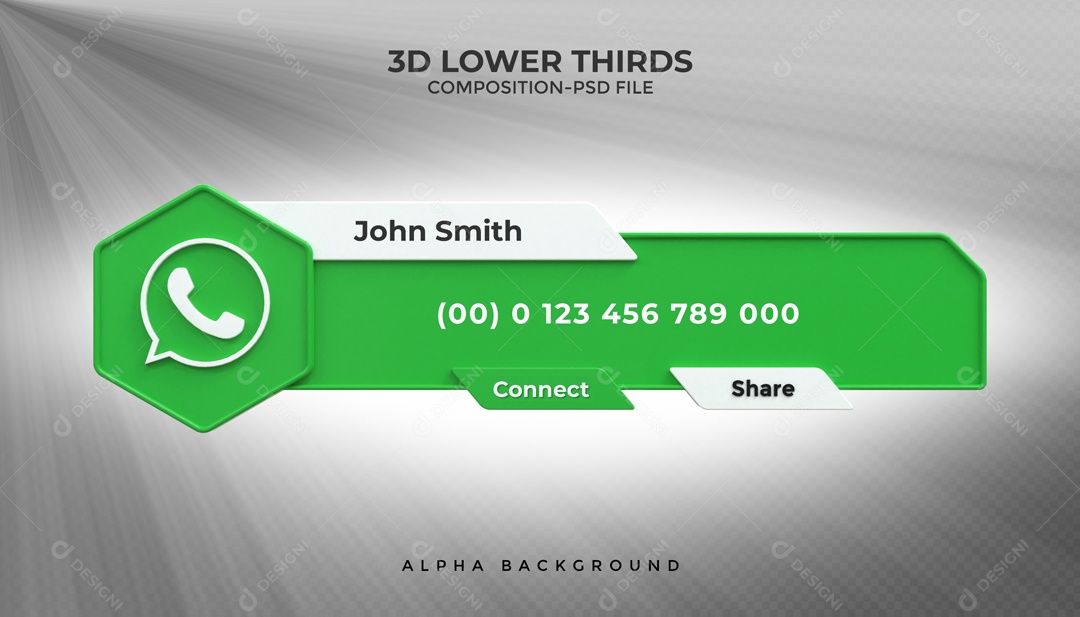 Placa De Perfil Numero Conectar E Compartilhar WhatsApp Elemento 3D PSD