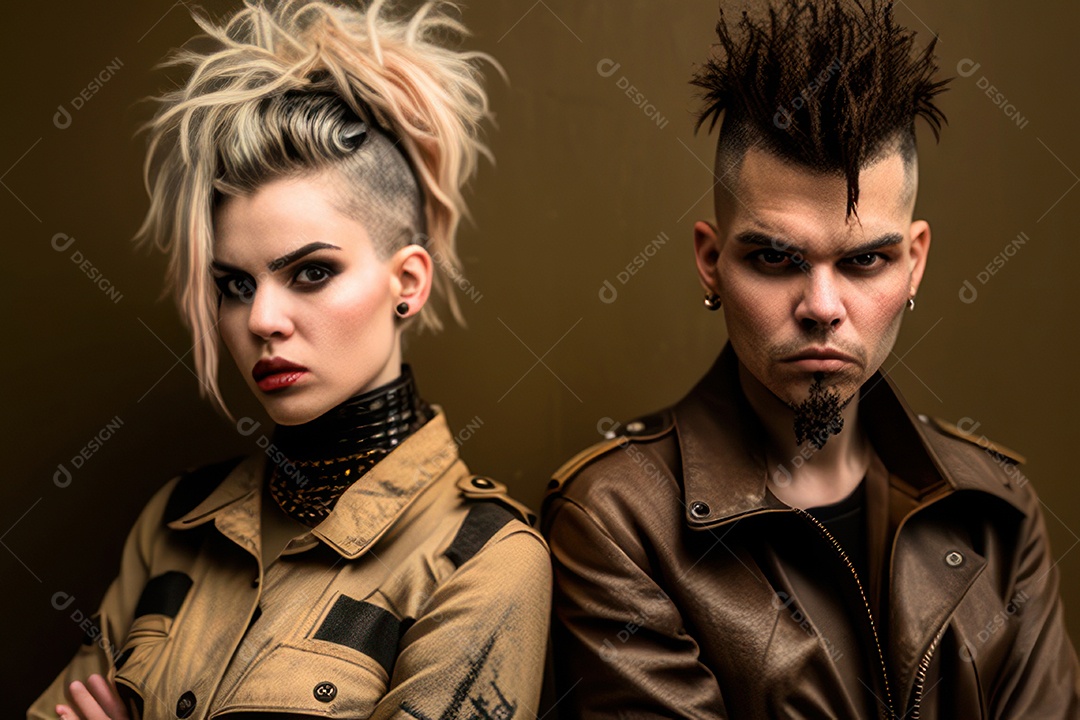 Imagem de homem e mulher jovens realistas.