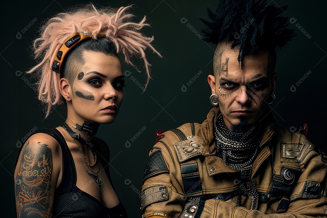 Imagem de homem e mulher jovens realistas.