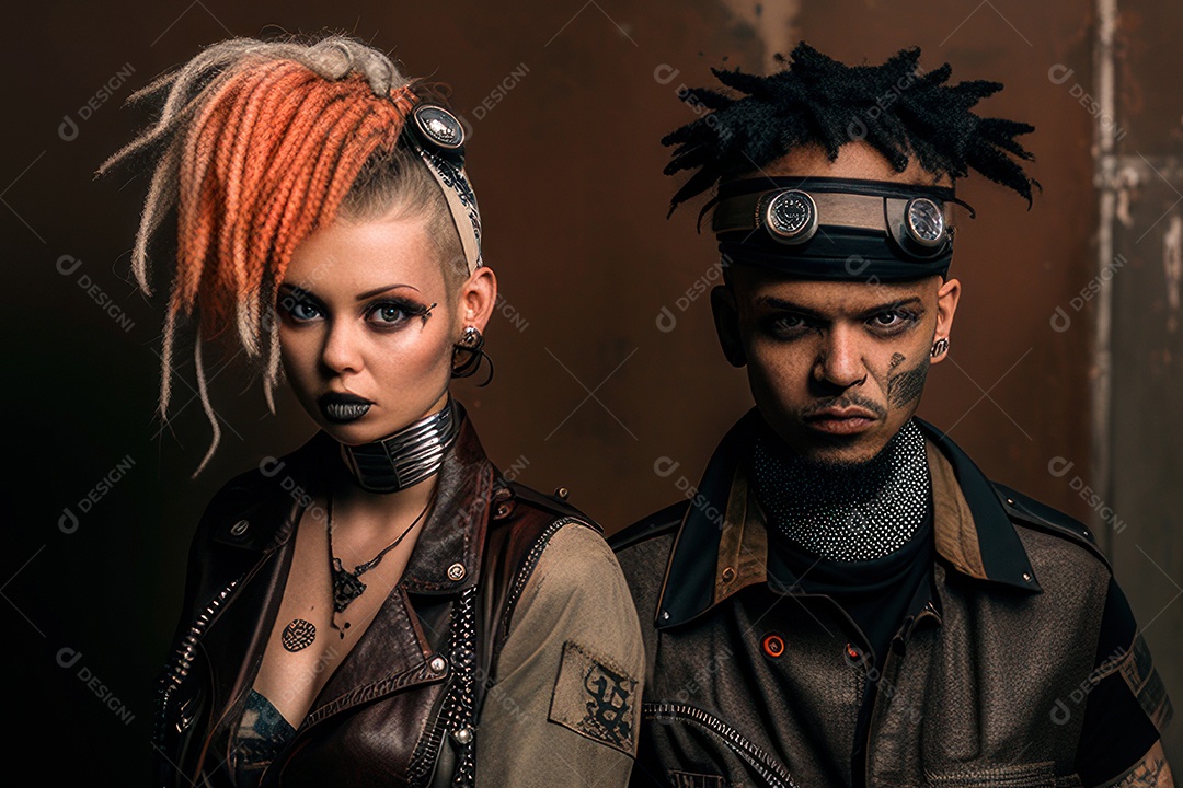 Imagem de homem e mulher jovens realistas.