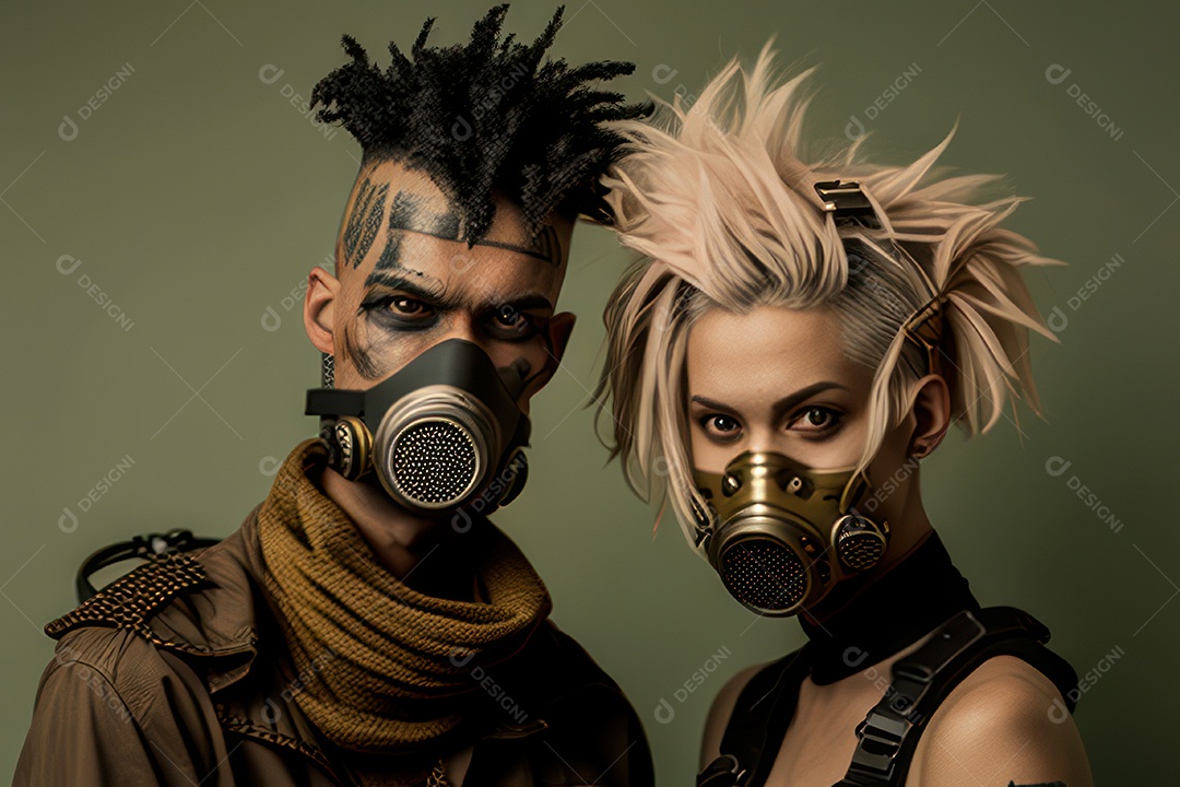 Imagem de homem e mulher jovens realistas.