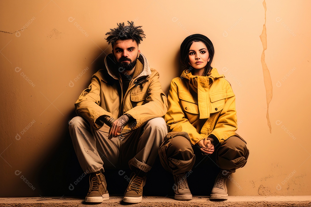 Imagem de homem e mulher jovens realistas.