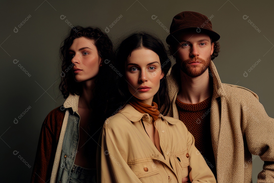 Imagem de homem e mulheres jovens realistas.