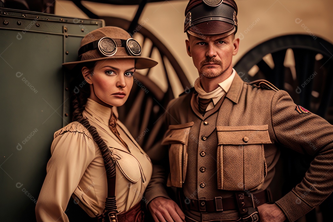 Imagem de homem e mulher jovens realistas.