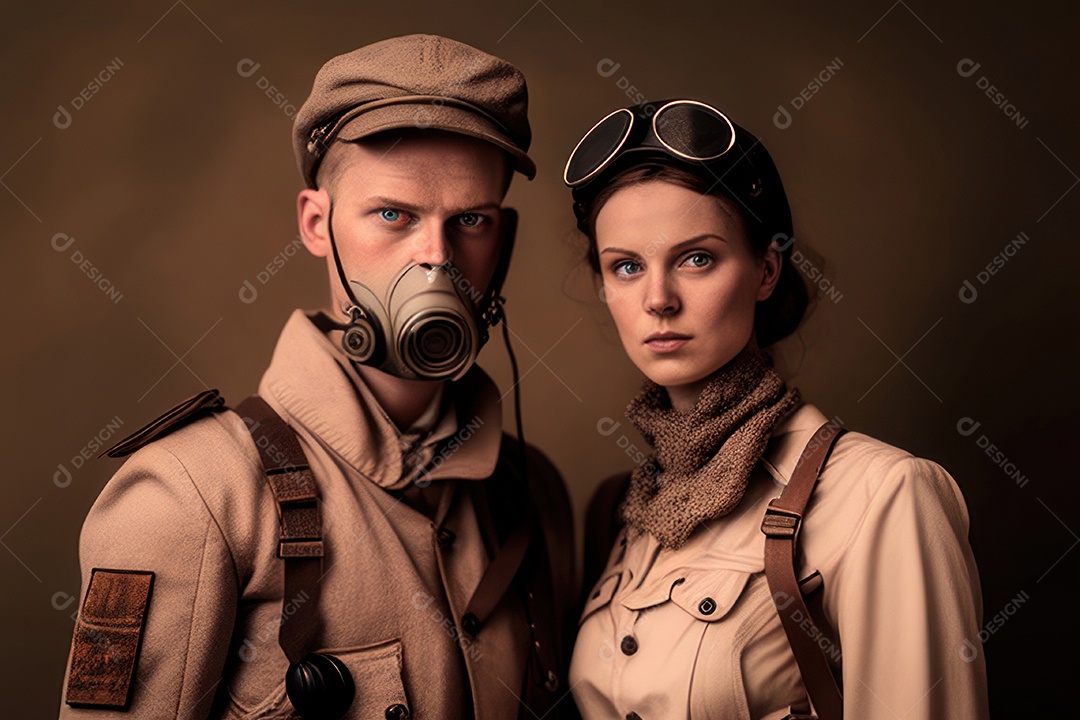 Imagem de homem e mulher jovens realistas.