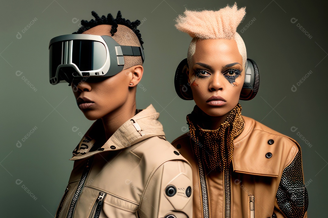 Imagem de homem e mulher jovens realistas.