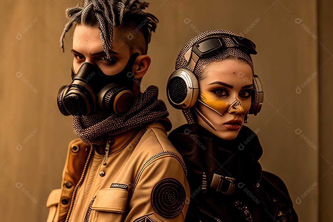 Imagem de homem e mulher jovens realistas.