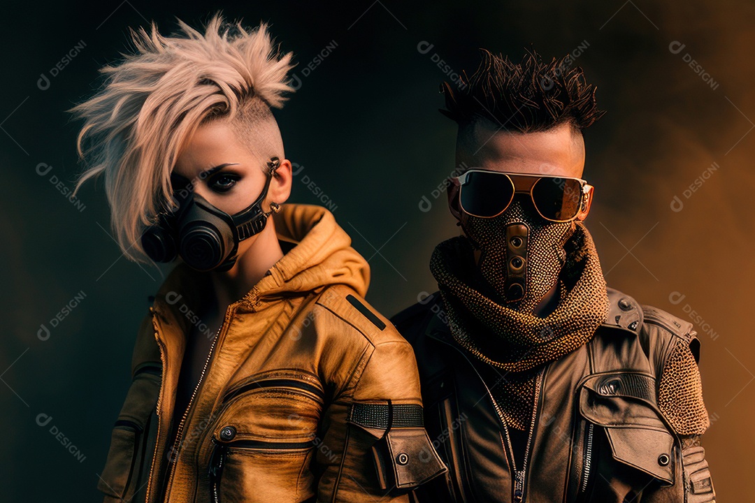 Imagem de homem e mulher jovens realistas.