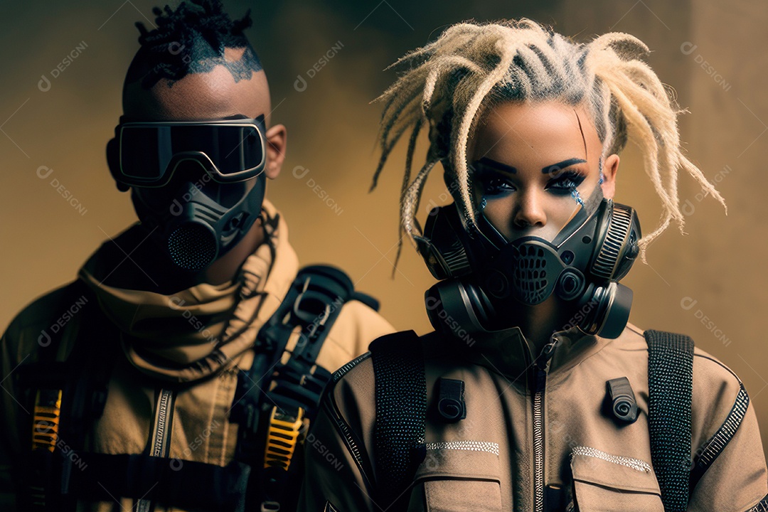 Imagem de homem e mulher jovens realistas.