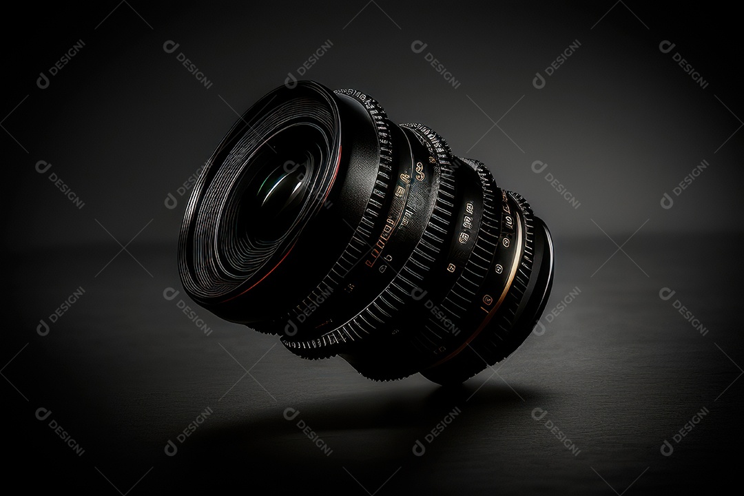 Lente de câmera profissional sobre fundo isolado.