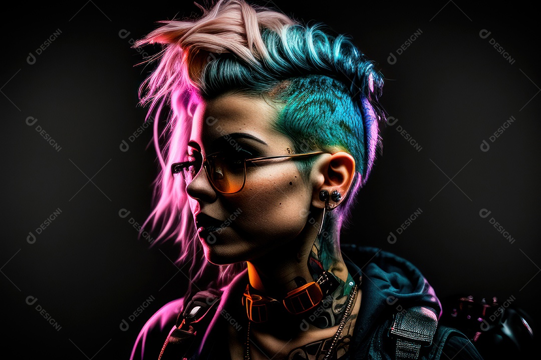 Imagem de mulher jovem realista.