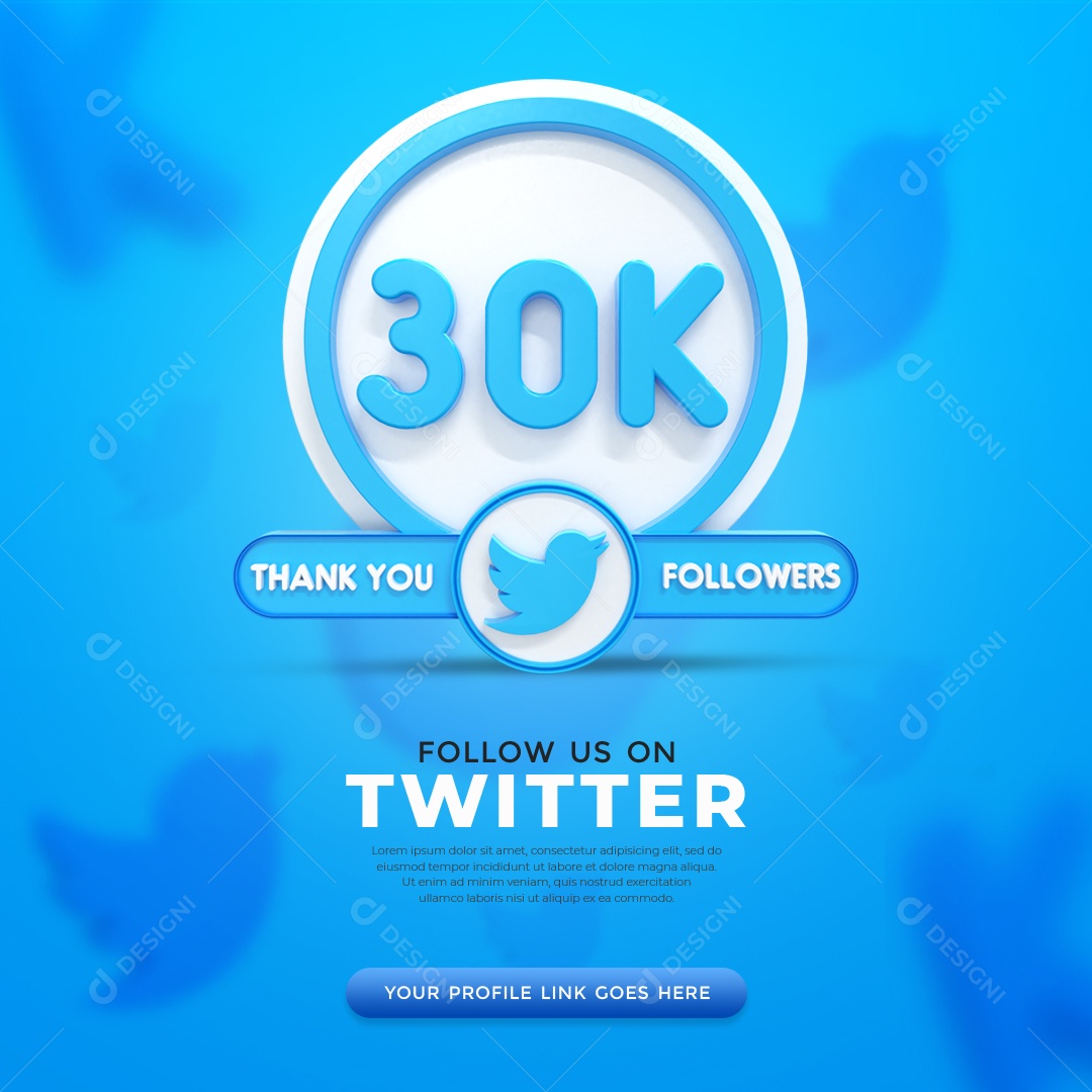 Agradecimento De 30K Seguidores Twitter Elemento 3D PSD