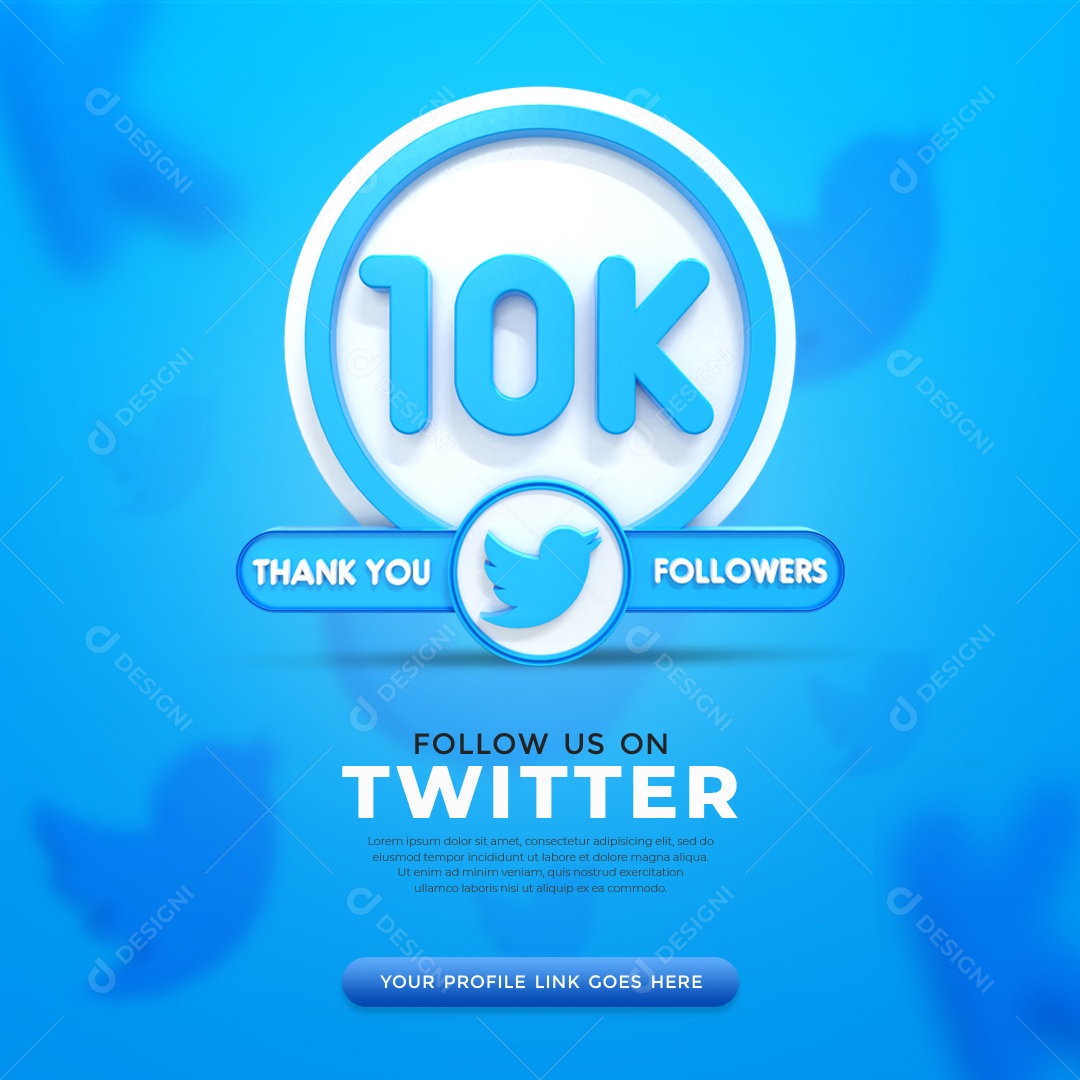 Agradecimento De 10K Seguidores Twitter Elemento 3D PSD
