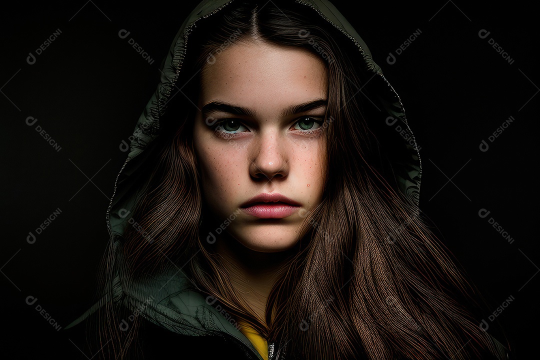 Imagem de mulher jovem realista.