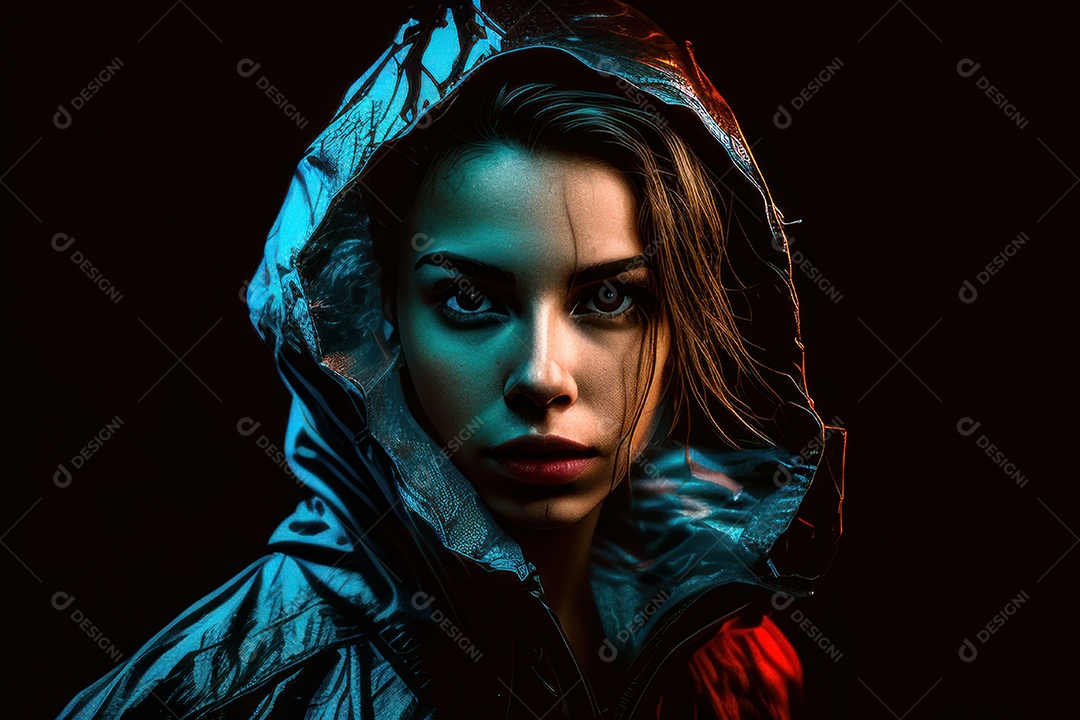 Imagem de mulher jovem realista.