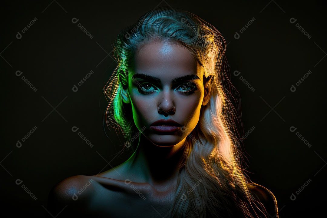 Imagem de mulher jovem realista.