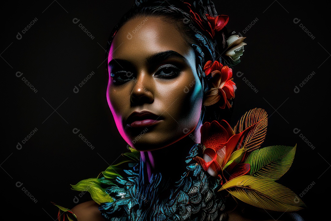 Imagem de mulher jovem realista.