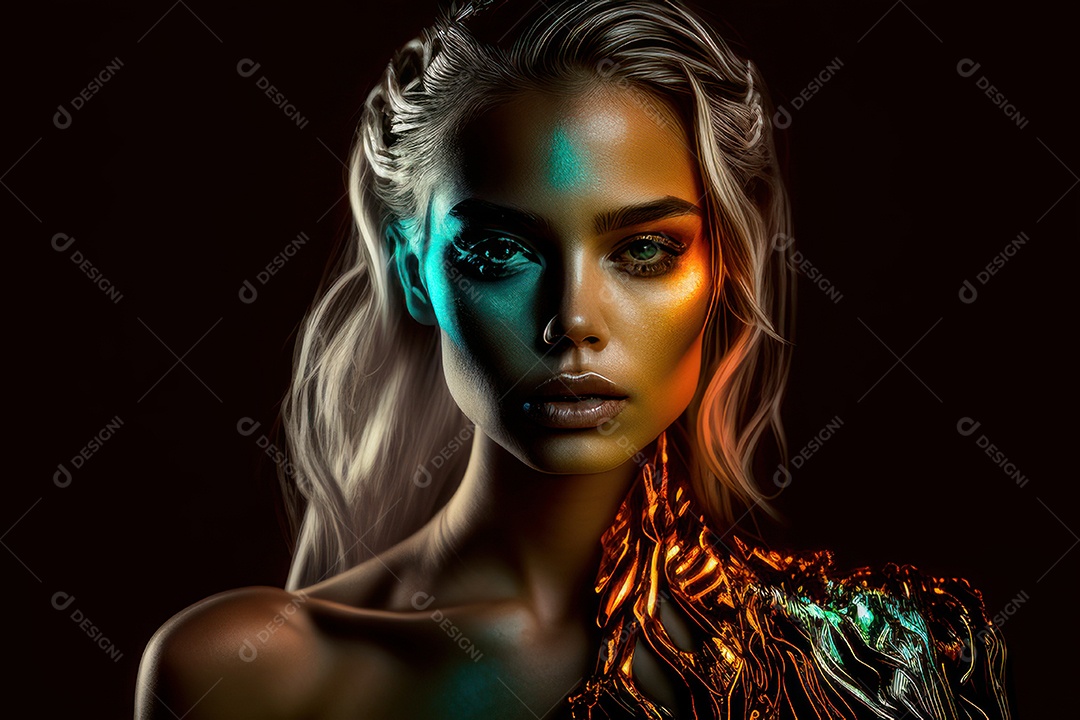 Imagem de mulher jovem realista.