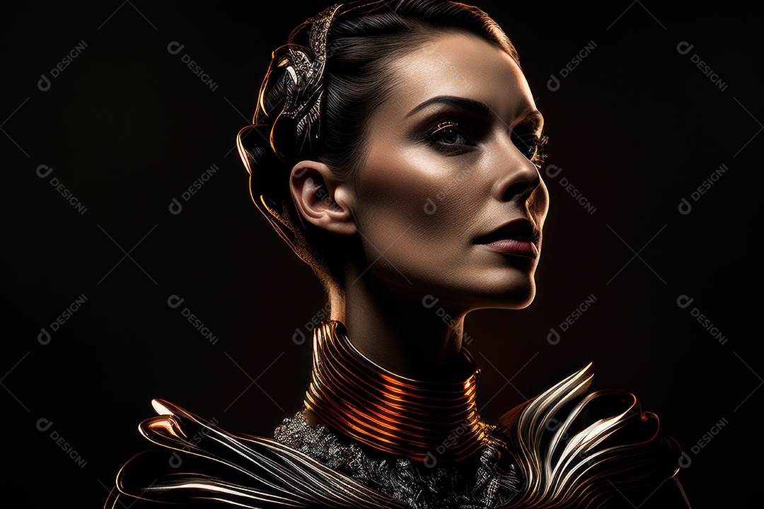 Imagem de mulher jovem realista.