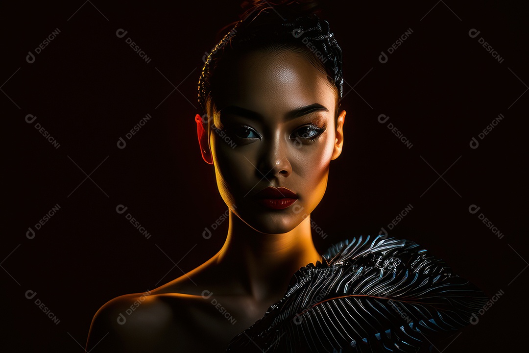 Imagem de mulher jovem realista.