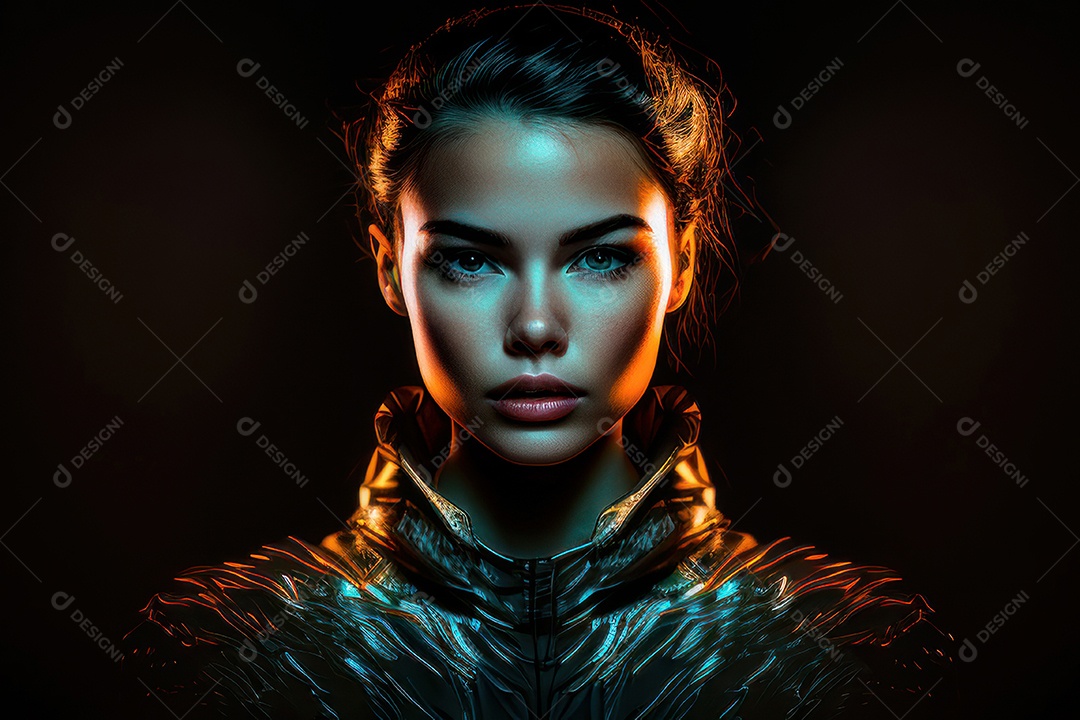 Imagem de mulher jovem realista.