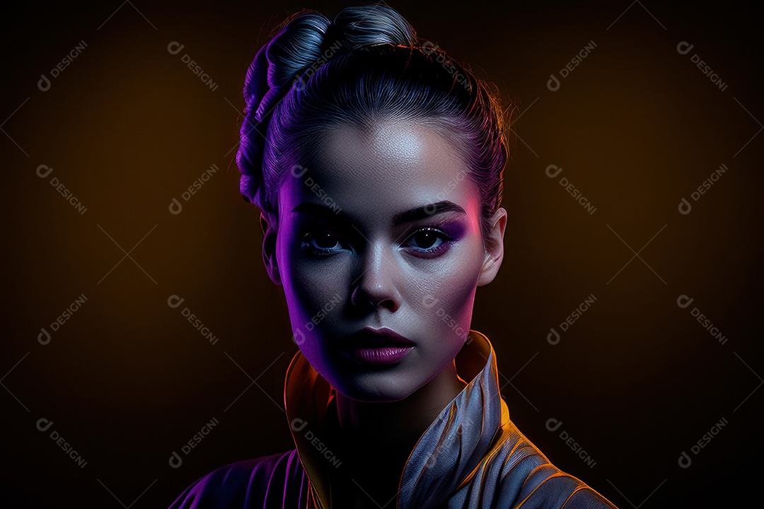 Imagem de mulher jovem realista.