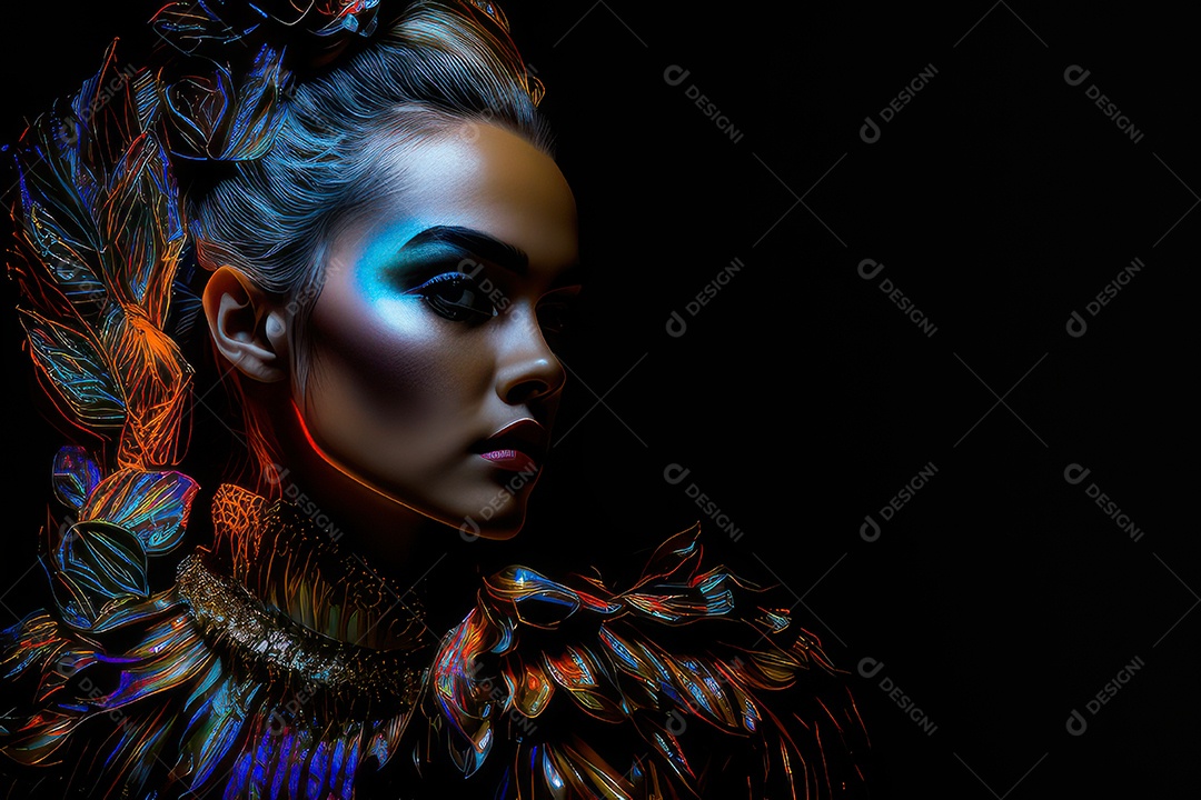 Imagem de mulher jovem realista.