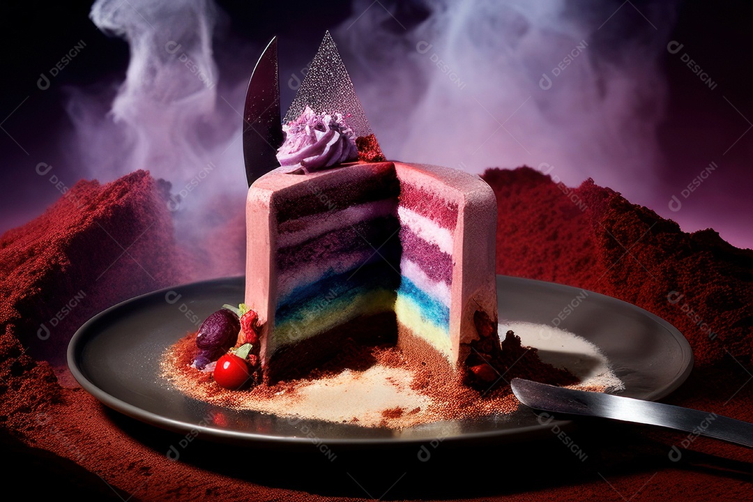 Bolo delicioso sobre fundo isolado.