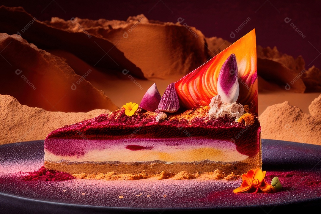 Fatia de bolo delicioso sobre fundo isolado.