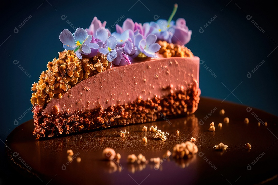 Fatia de bolo delicioso sobre fundo isolado.