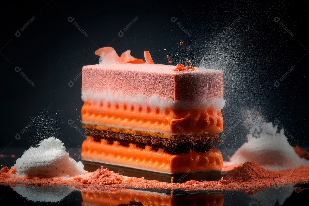 Fatia de bolo delicioso sobre fundo isolado.