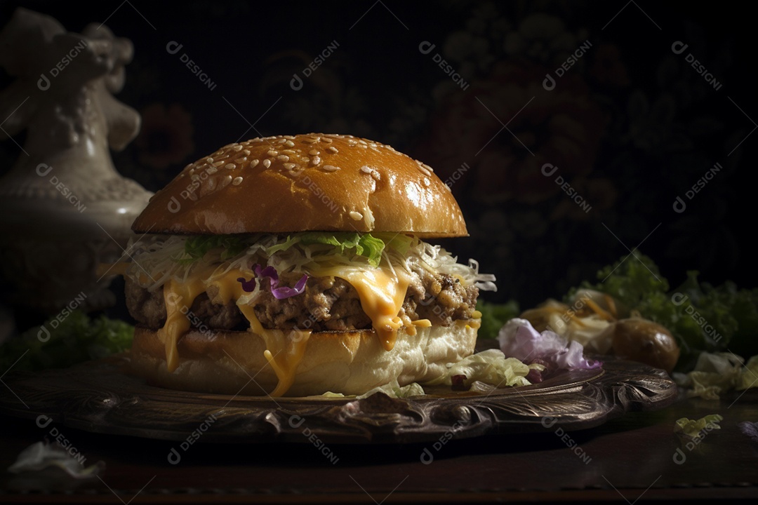 Saboroso hambúrguer caseiro