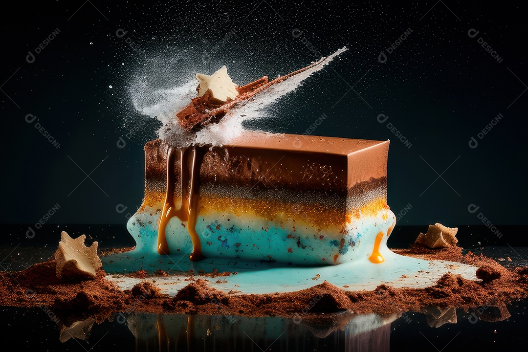 Fatia de bolo delicioso sobre fundo isolado.