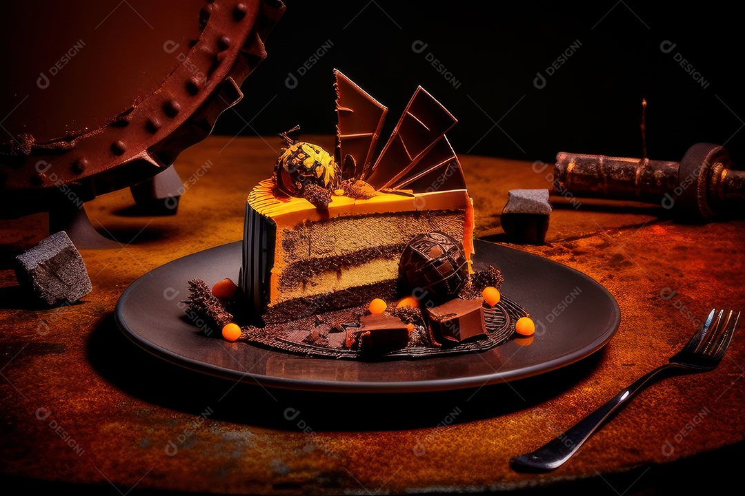 Fatia de bolo delicioso sobre fundo isolado.