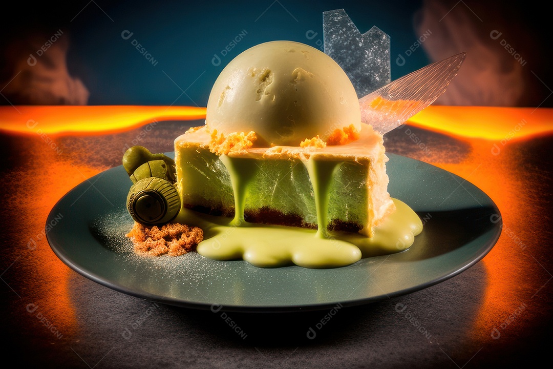 Fatia de bolo delicioso sobre fundo isolado.