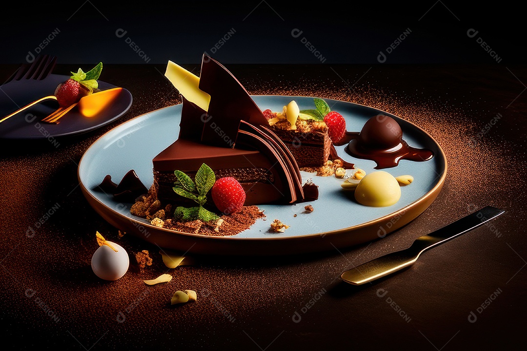 Fatia de bolo delicioso sobre fundo isolado.