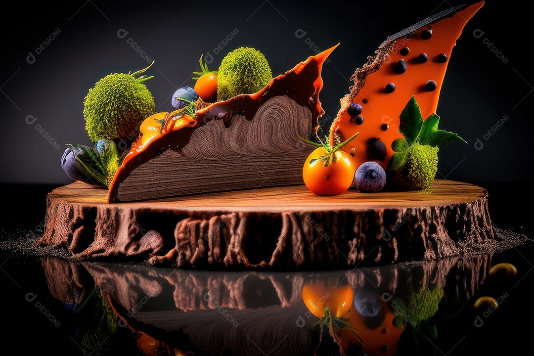 Fatia de bolo delicioso sobre fundo isolado.