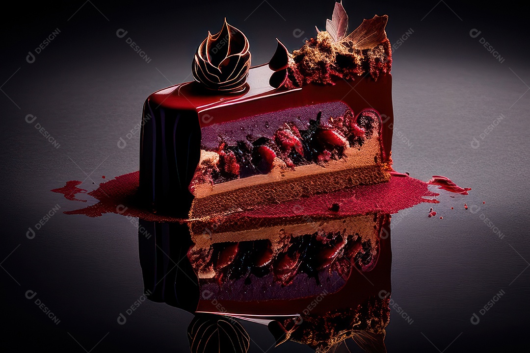 Fatia de bolo delicioso sobre fundo isolado.