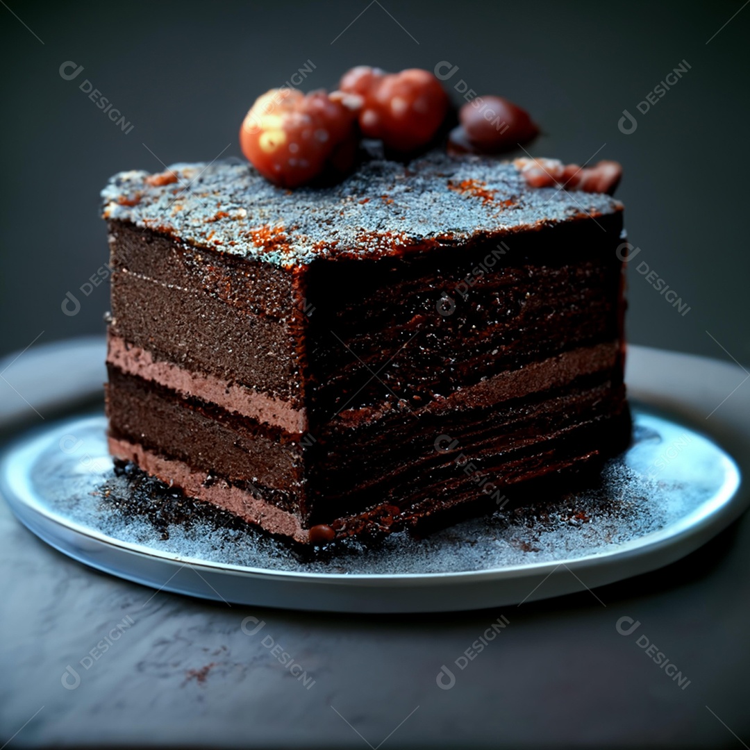 Prato de comida bolo sobre uma mesa